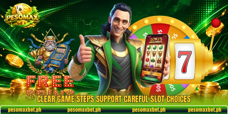 Clear game steps support careful slot choices Clear game steps support careful slot choices