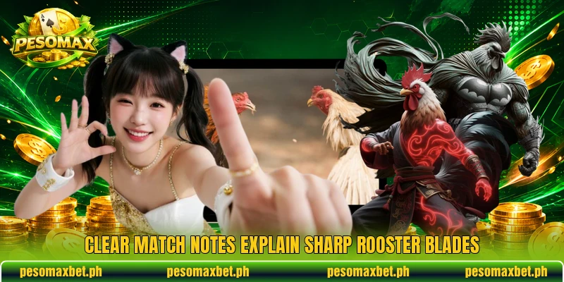 Clear match notes explain Sharp rooster blades Clear match notes explain Sharp rooster blades