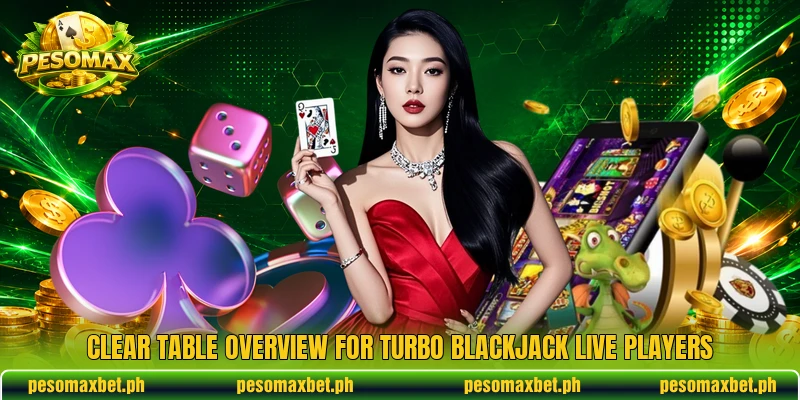 Clear table overview for Turbo Blackjack Live players