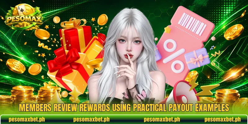 Members review rewards using practical payout examples Members review rewards using practical payout examples