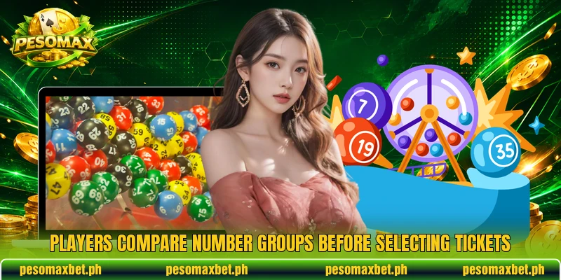 Players compare number groups before selecting tickets Players compare number groups before selecting tickets