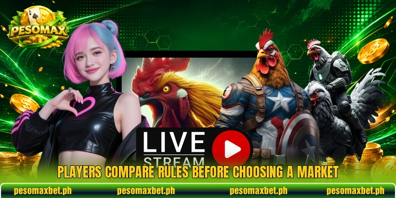 Players compare rules before choosing a market Players compare rules before choosing a market